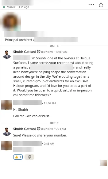 Principal Architect: "Call me ..we can discuss"