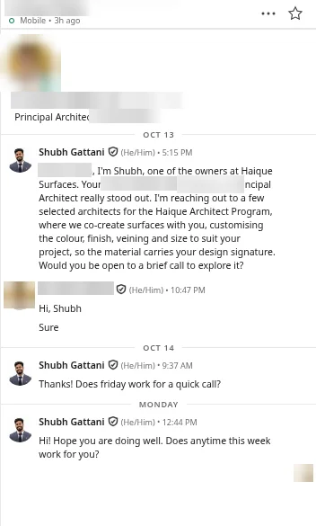 Principal Architect: "Sure" to a brief call
